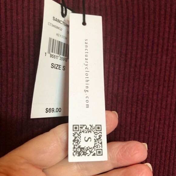 SANCTUARY - 🎉HP🎉NWT - L Sz S “Cozy Nights” Mock Neck Ribbed Top in Dark Cherry - Picture 11 of 14